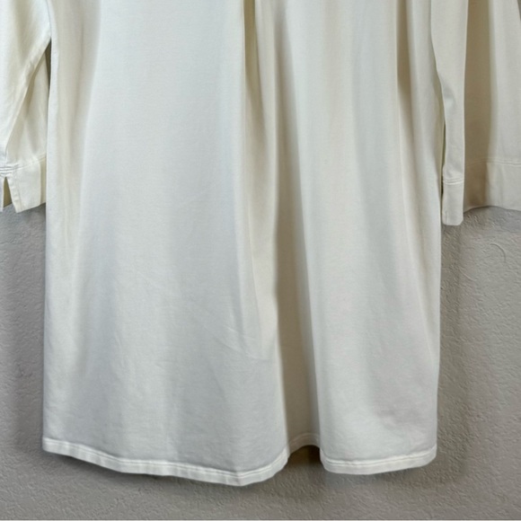 Lotus by Soma Peruvian Pima Cotton V Neck Abstract Artsy Print Cream Shirt Sz MD - Picture 8 of 10